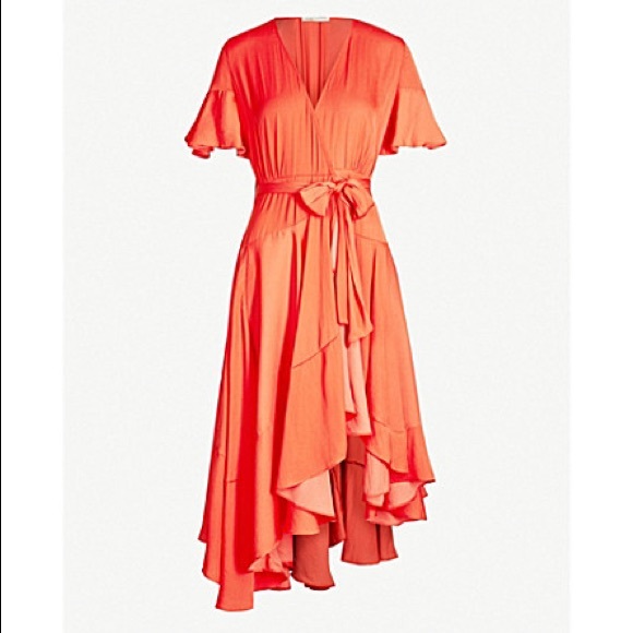 Maje Dresses & Skirts - Maje Red Retta Ruffle Wrap Dress